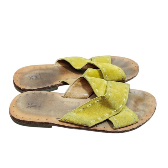 Frye Avery Pickstitch Women’s Suede Leather Crossover Strap Slide Sandals Size 8 - Picture 3 of 9